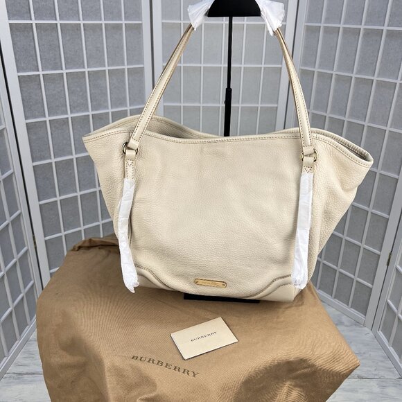 Burberry Canterbury Beige Leather Tote Bag 100% Calf Leather Exterior - Picture 1 of 16